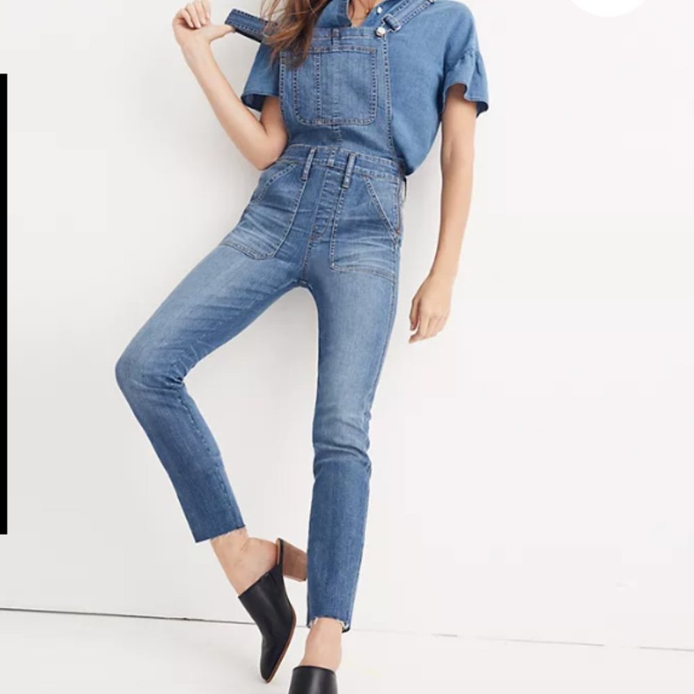 MADEWELL Skinny Overalls in Kemp Wash size Small